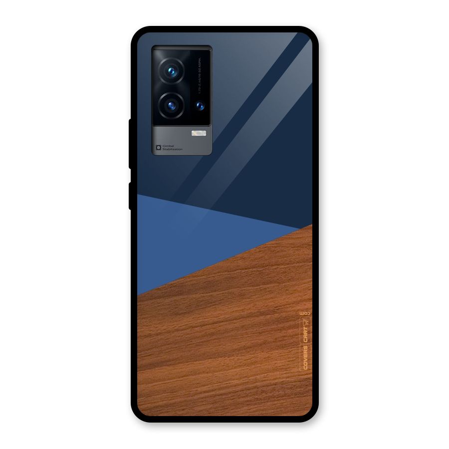 Crossed Lines Pattern Glass Back Case for iQOO 9 5G