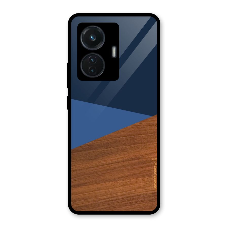 Crossed Lines Pattern Glass Back Case for iQOO Z6 44W