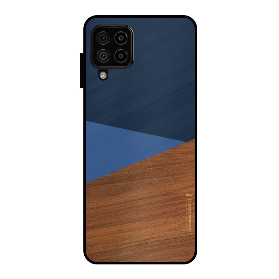 Crossed Lines Pattern Metal Back Case for Galaxy A22 4G
