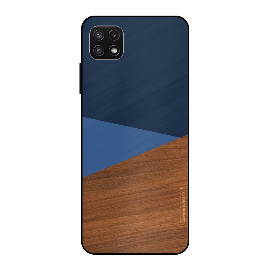 Crossed Lines Pattern Metal Back Case for Galaxy A22 5G