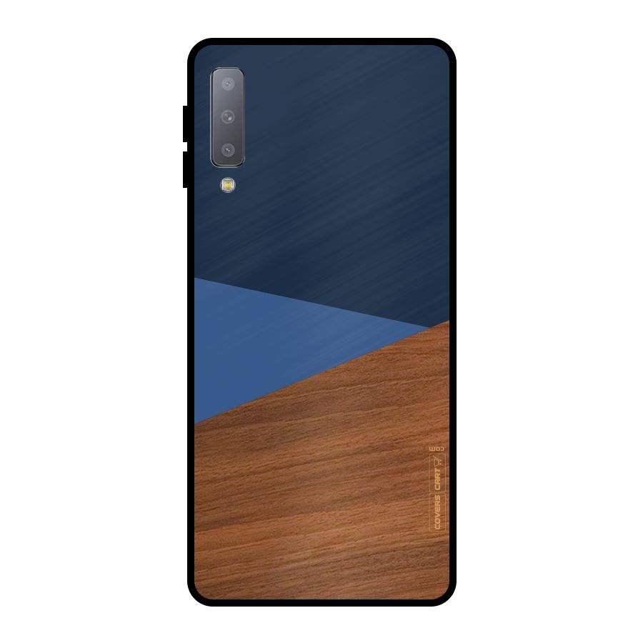 Crossed Lines Pattern Metal Back Case for Galaxy A7 (2018)