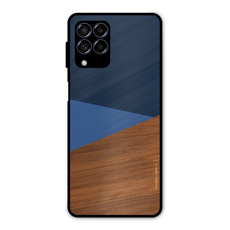 Crossed Lines Pattern Metal Back Case for Galaxy M53 5G