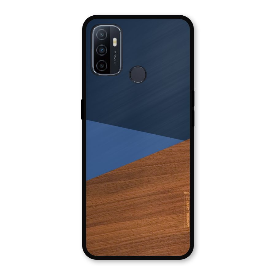 Crossed Lines Pattern Metal Back Case for Oppo A53