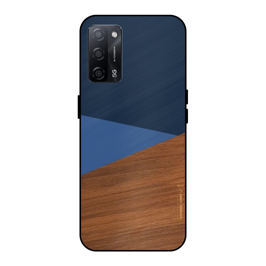 Crossed Lines Pattern Metal Back Case for Oppo A53s 5G