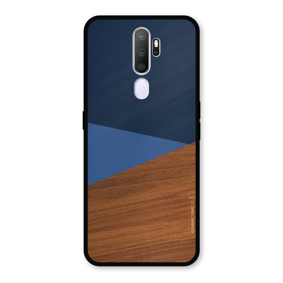 Crossed Lines Pattern Metal Back Case for Oppo A5 (2020)