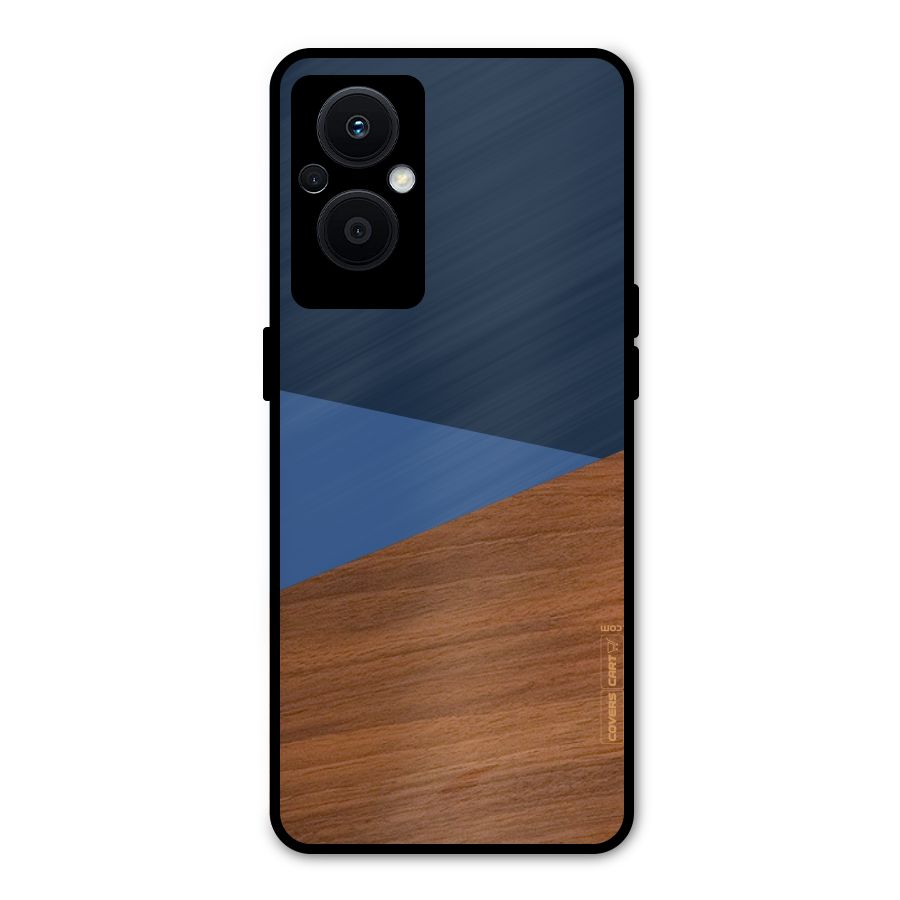 Crossed Lines Pattern Metal Back Case for Oppo F21 Pro 5G