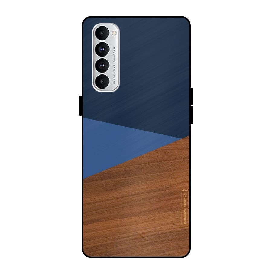 Crossed Lines Pattern Metal Back Case for Oppo Reno4 Pro
