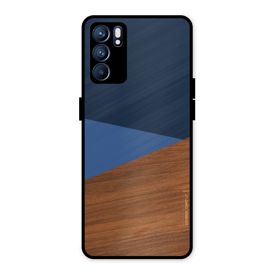 Crossed Lines Pattern Metal Back Case for Oppo Reno6 5G