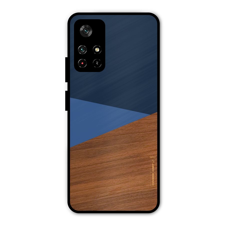 Crossed Lines Pattern Metal Back Case for Poco M4 Pro 5G