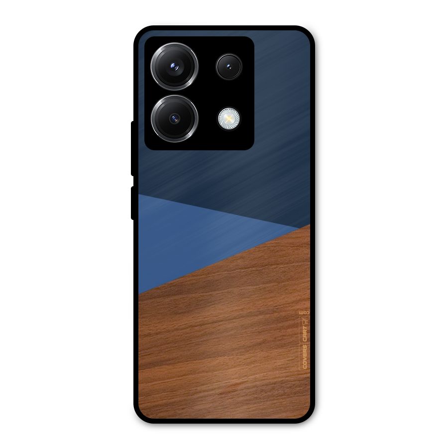 Crossed Lines Pattern Metal Back Case for Poco X6