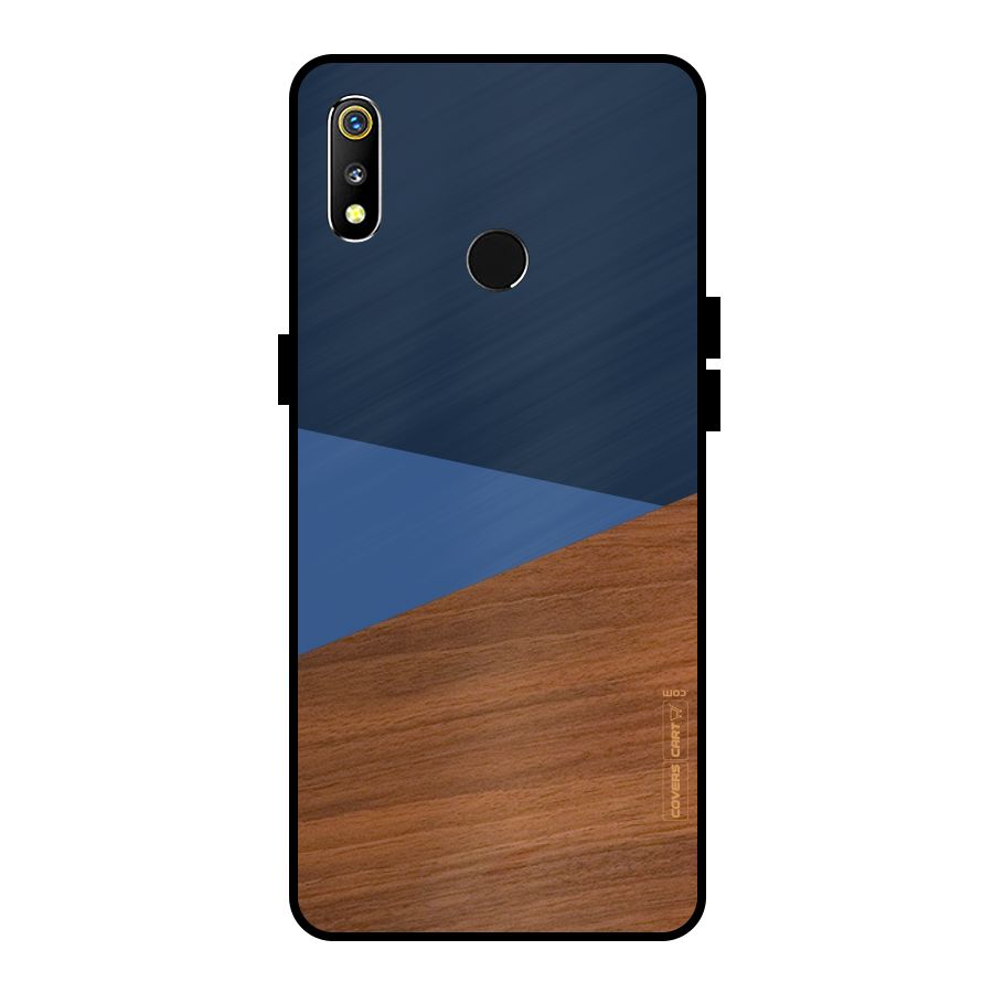 Crossed Lines Pattern Metal Back Case for Realme 3i