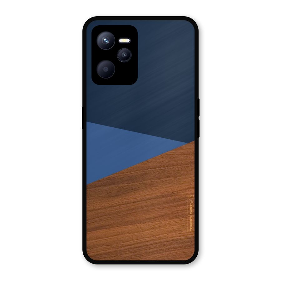 Crossed Lines Pattern Metal Back Case for Realme C35