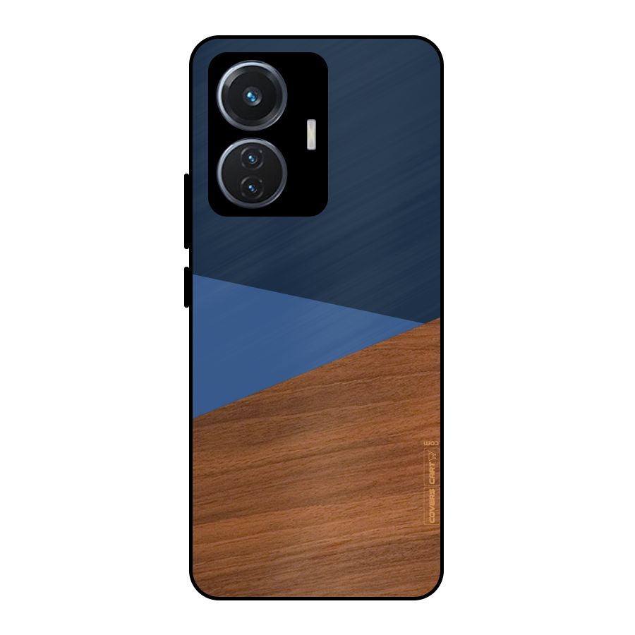 Crossed Lines Pattern Metal Back Case for Vivo T1 44W