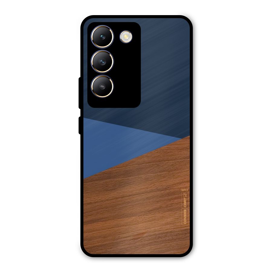 Crossed Lines Pattern Metal Back Case for Vivo T3 5G