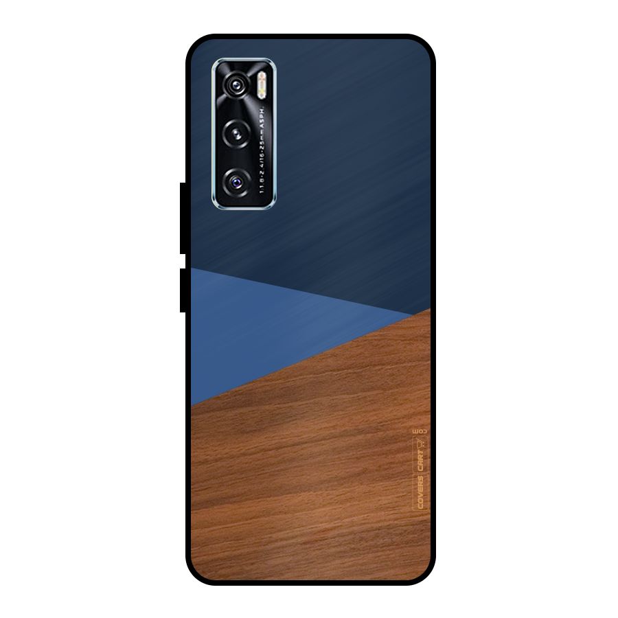 Crossed Lines Pattern Metal Back Case for Vivo V20 SE