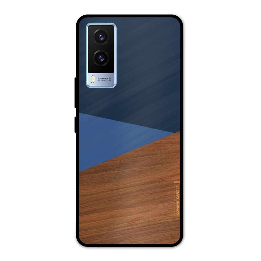 Crossed Lines Pattern Metal Back Case for Vivo V21e 5G