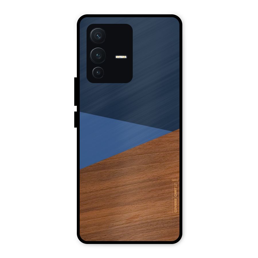 Crossed Lines Pattern Metal Back Case for Vivo V23 5G