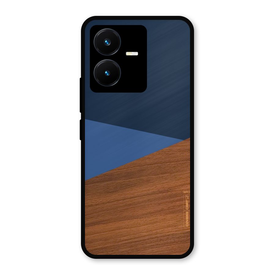 Crossed Lines Pattern Metal Back Case for Vivo Y22s