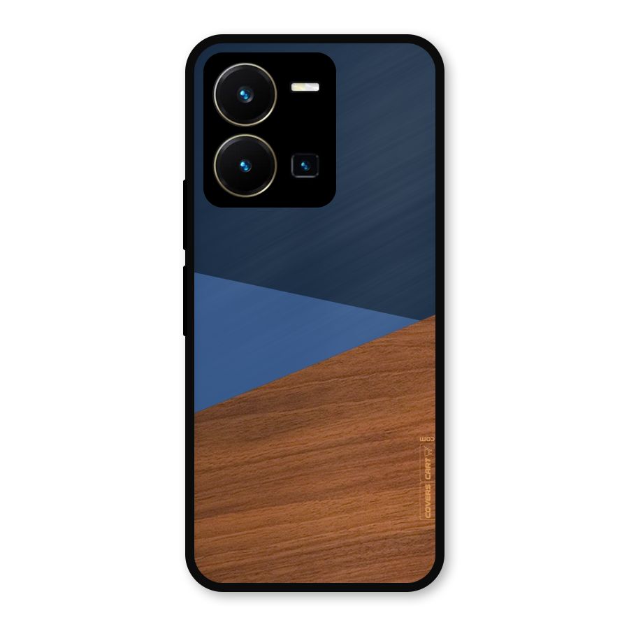 Crossed Lines Pattern Metal Back Case for Vivo Y35