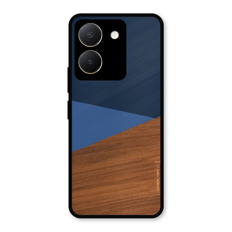 Crossed Lines Pattern Metal Back Case for Vivo Y36