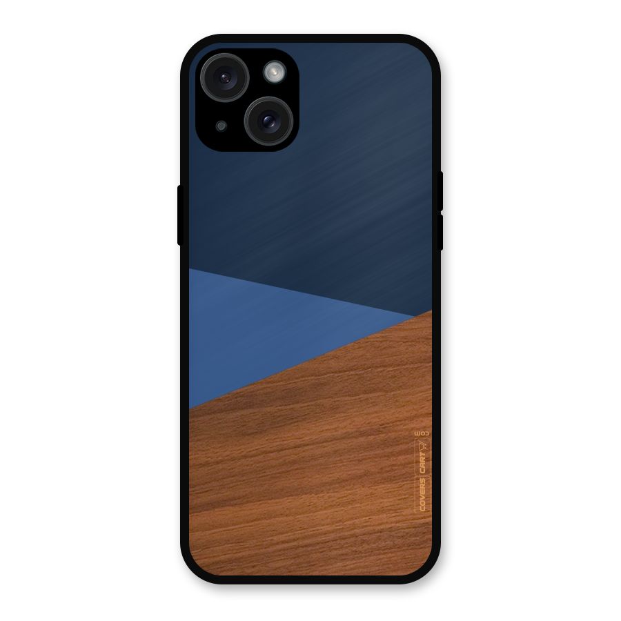 Crossed Lines Pattern Metal Back Case for iPhone 15 Plus