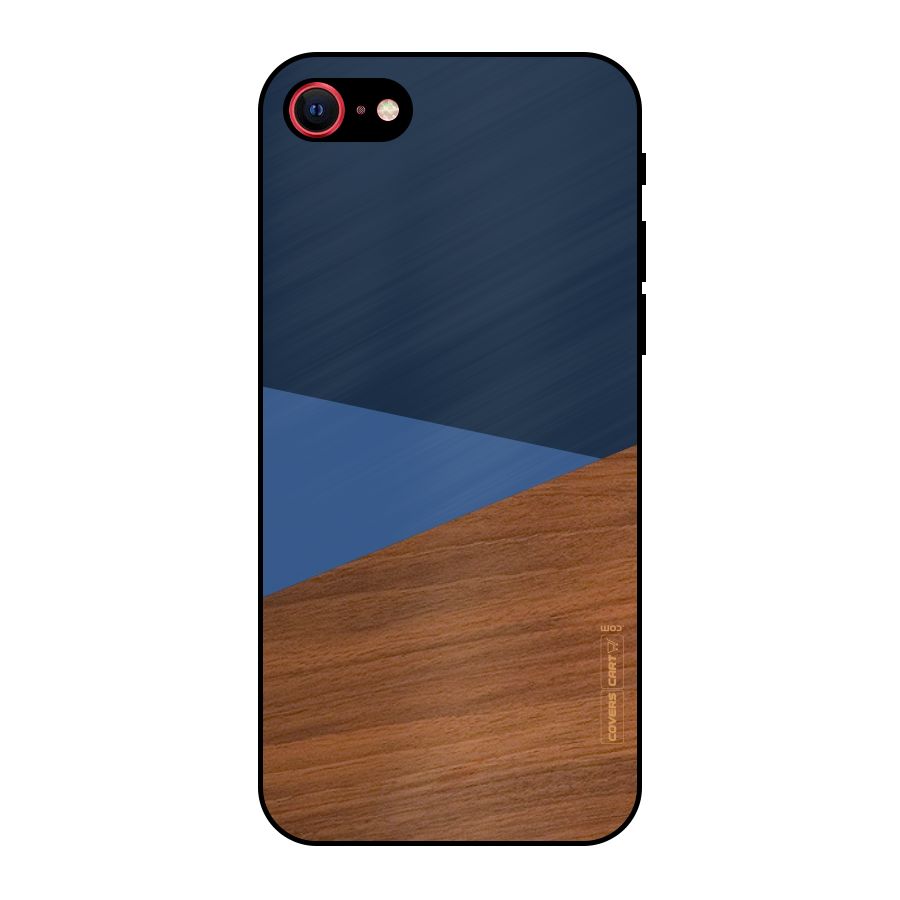 Crossed Lines Pattern Metal Back Case for iPhone SE 2022
