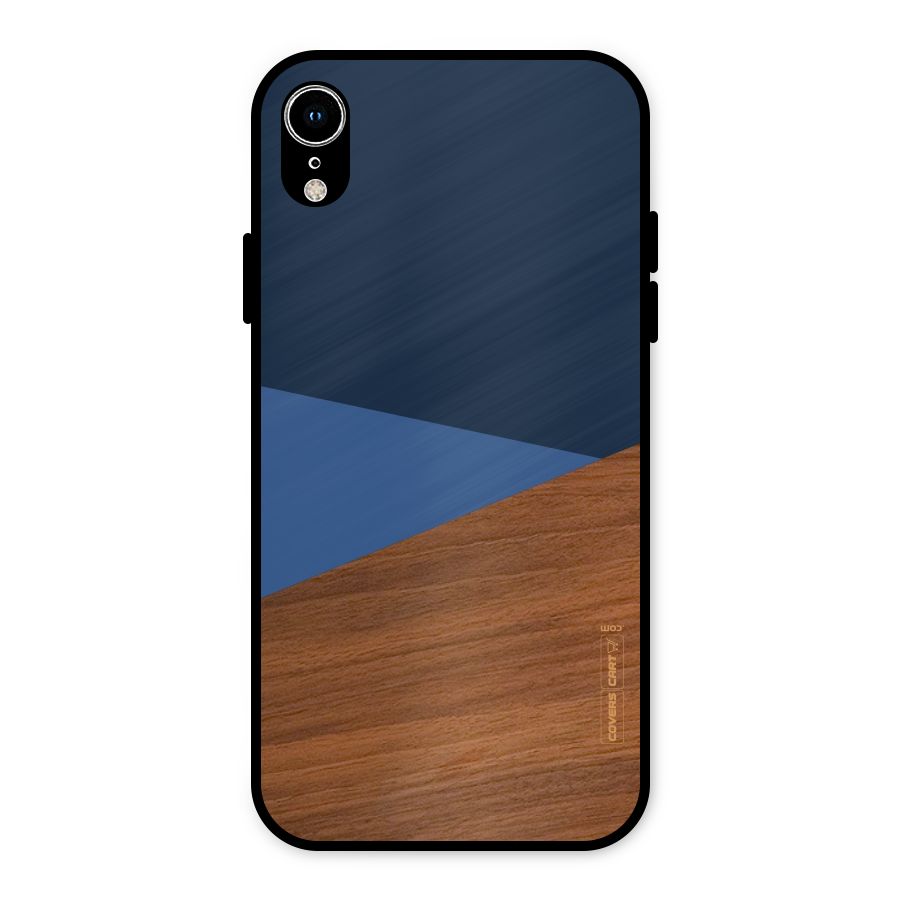 Crossed Lines Pattern Metal Back Case for iPhone XR