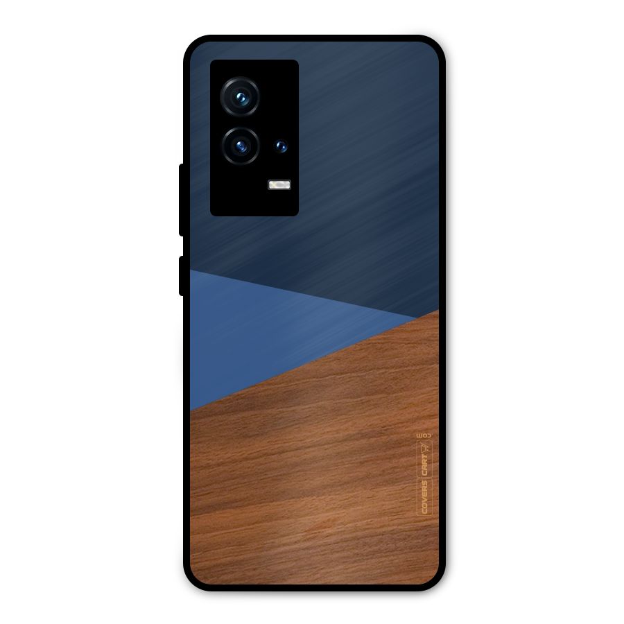 Crossed Lines Pattern Metal Back Case for iQOO 9 5G