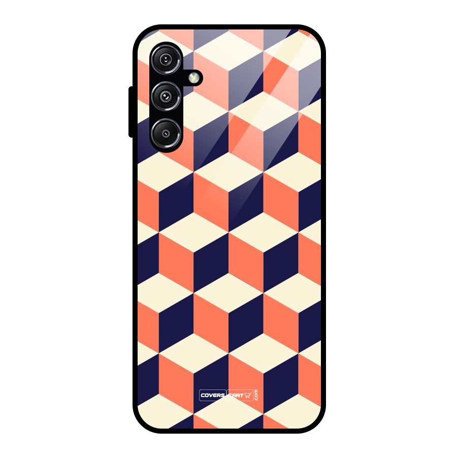 Cube Pattern Glass Back Case for Galaxy M34 5G