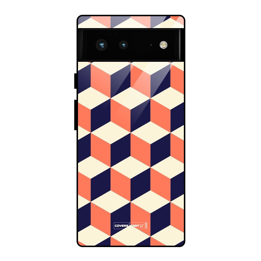 Cube Pattern Glass Back Case for Google Pixel 6
