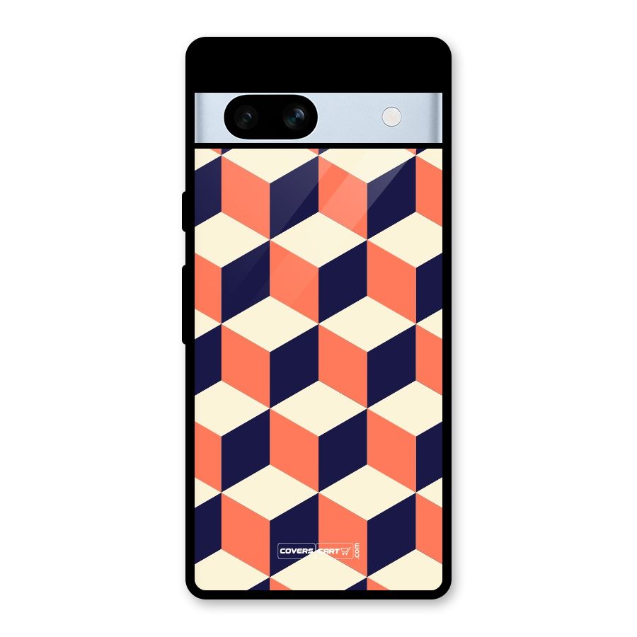 Cube Pattern Glass Back Case for Google Pixel 7a