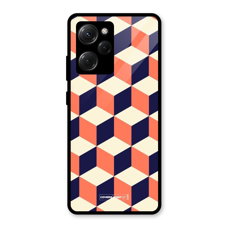 Cube Pattern Glass Back Case for Poco X5 Pro
