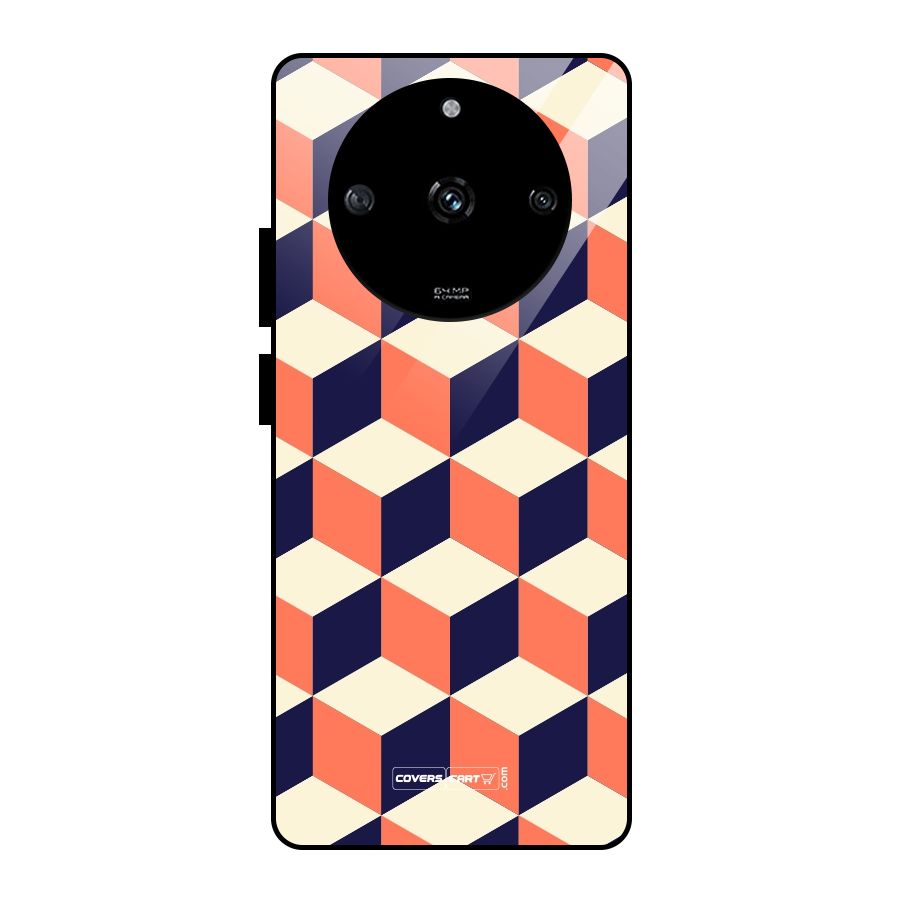 Cube Pattern Glass Back Case for Realme Narzo 60 5G