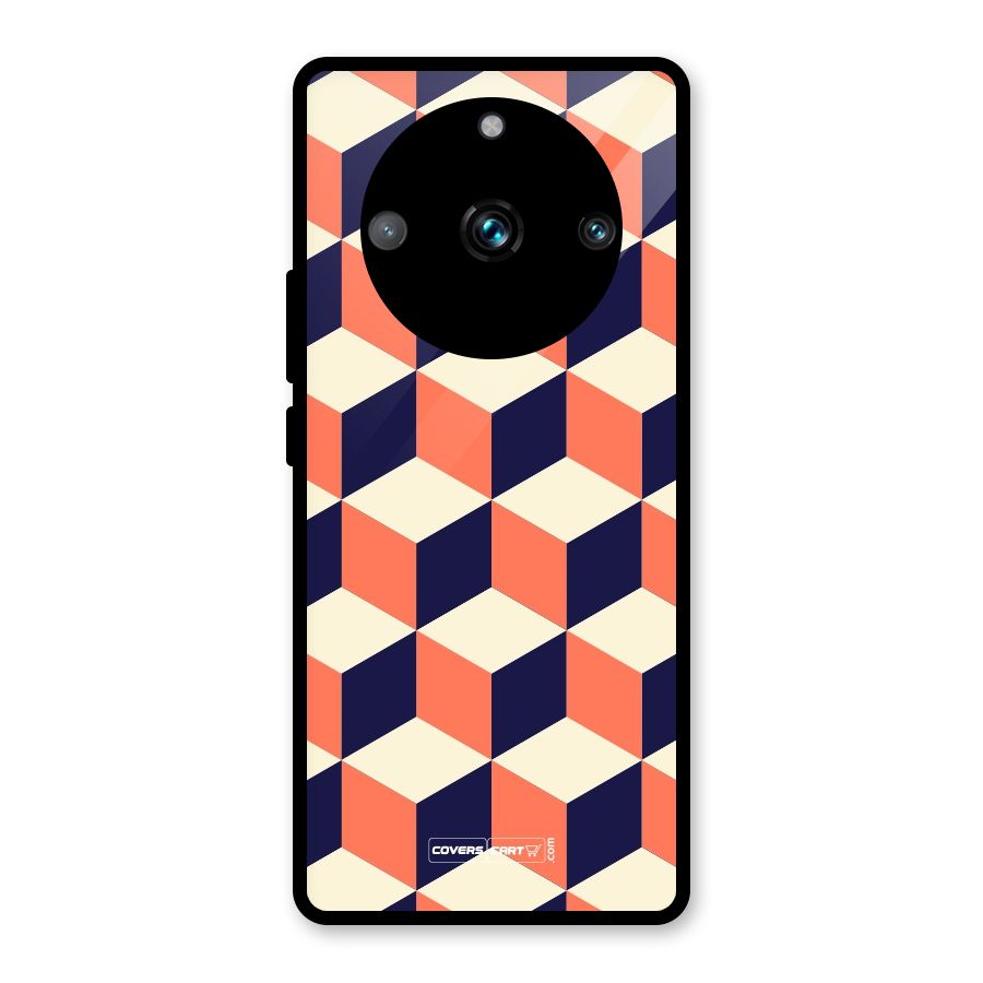Cube Pattern Glass Back Case for Realme Narzo 60 Pro
