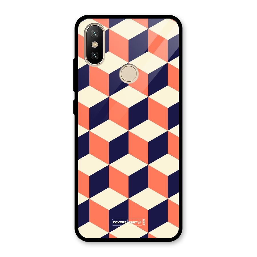 Cube Pattern Glass Back Case for Redmi A2