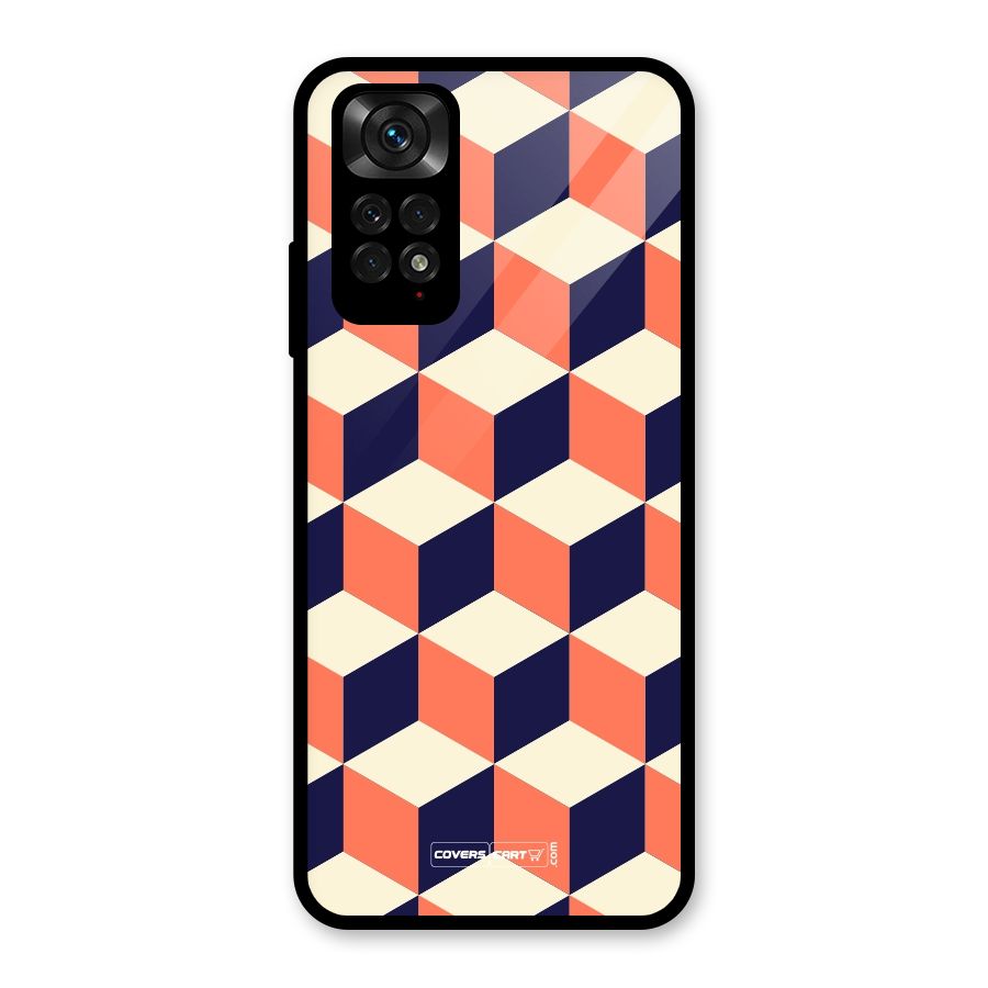 Cube Pattern Glass Back Case for Redmi Note 11S