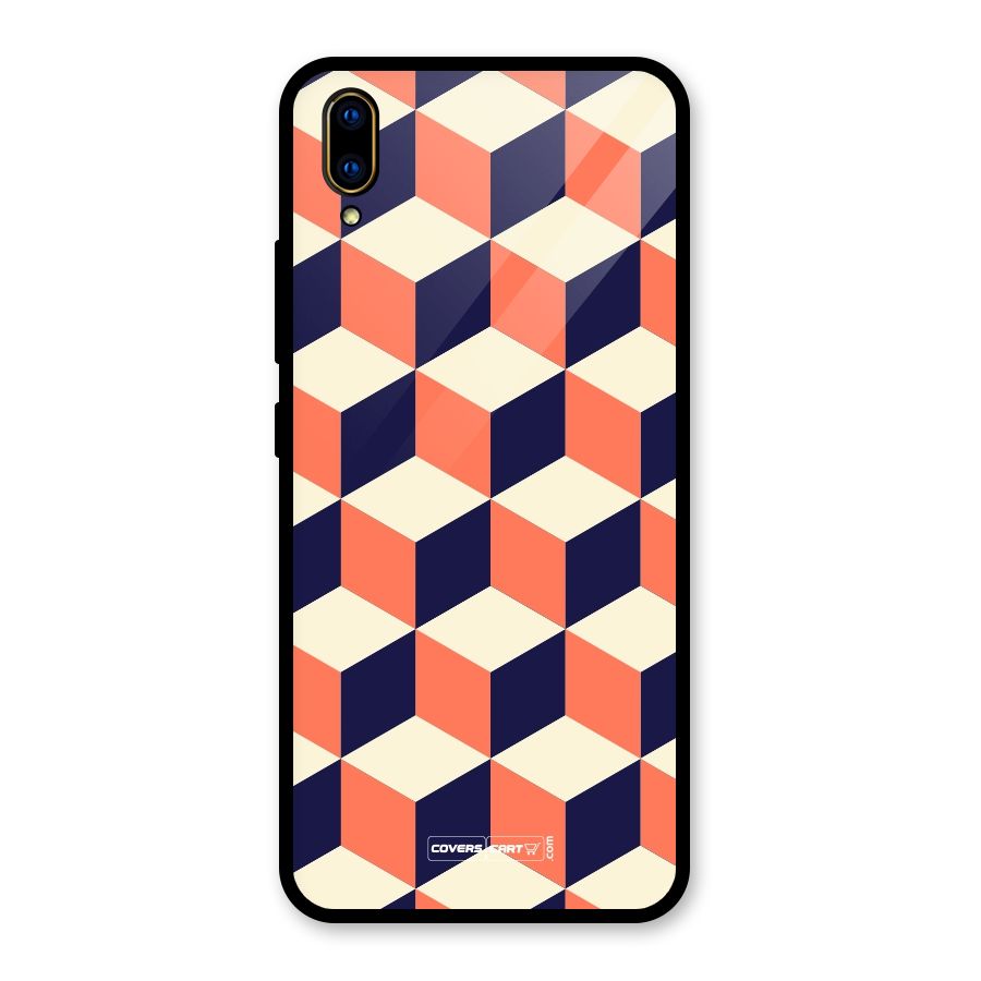 Cube Pattern Glass Back Case for Vivo V11 Pro