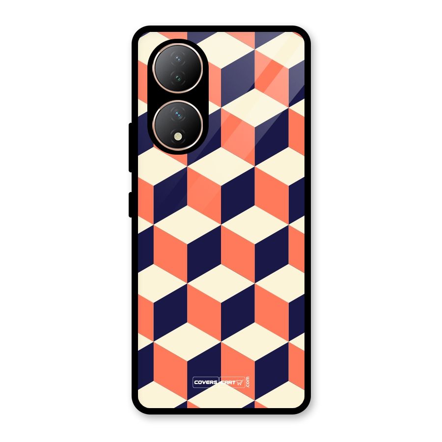 Cube Pattern Glass Back Case for Vivo Y100A