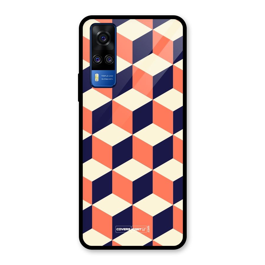 Cube Pattern Glass Back Case for Vivo Y31