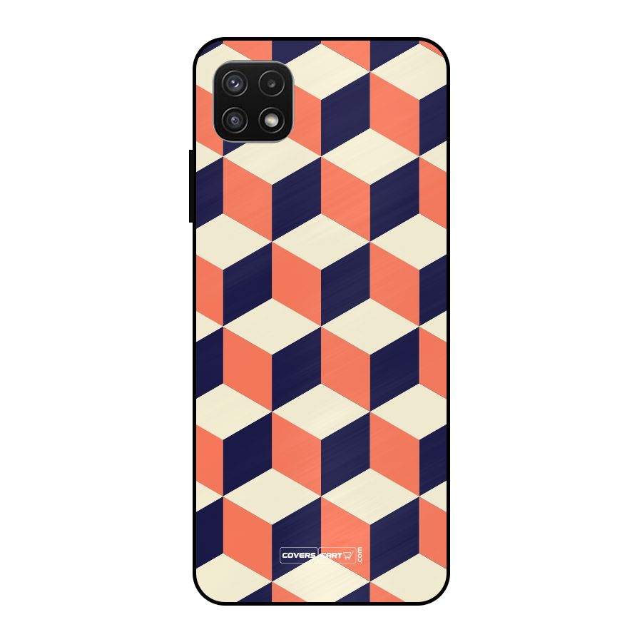Cube Pattern Metal Back Case for Galaxy A22 5G