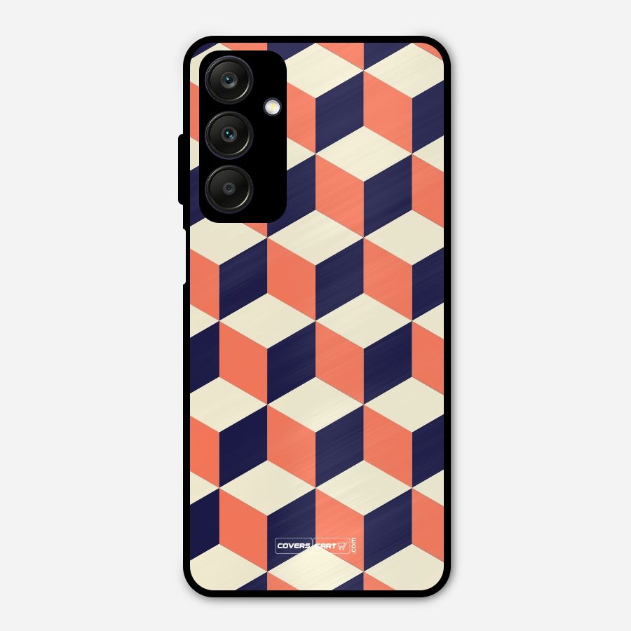 Cube Pattern Metal Back Case for Galaxy A25 5G