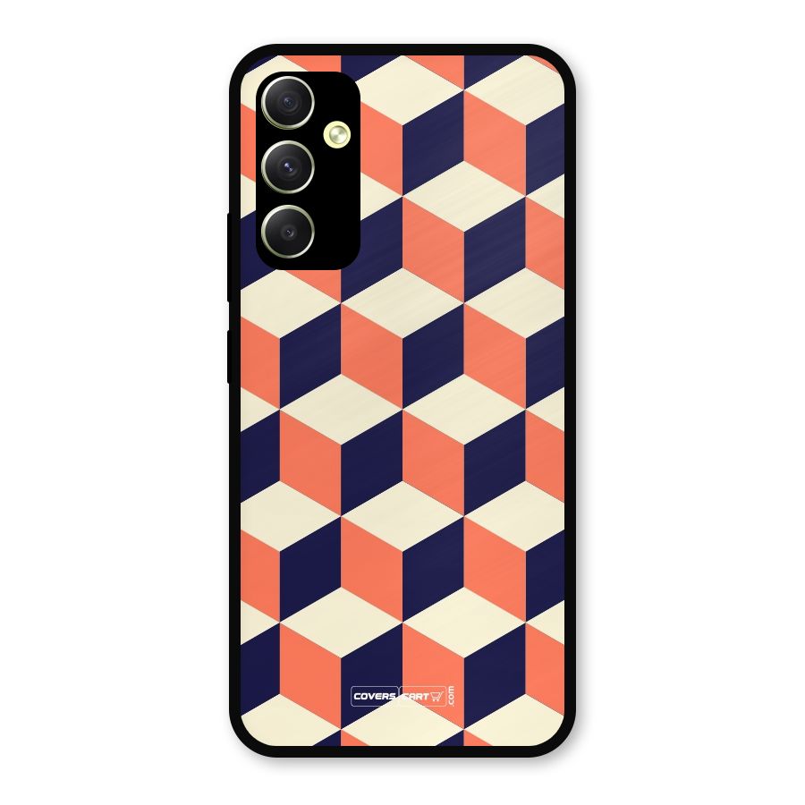 Cube Pattern Metal Back Case for Galaxy A34