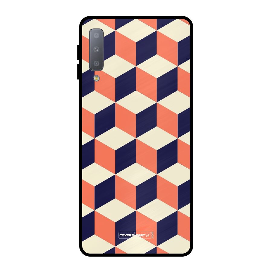 Cube Pattern Metal Back Case for Galaxy A7 (2018)