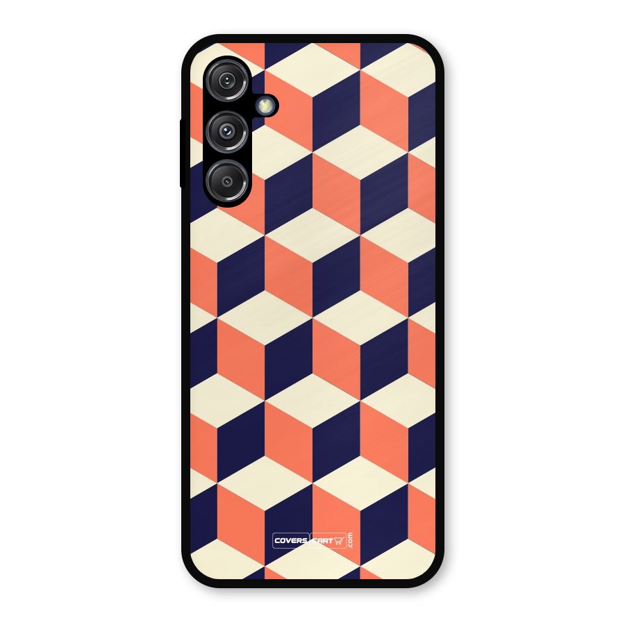 Cube Pattern Metal Back Case for Galaxy M34 5G