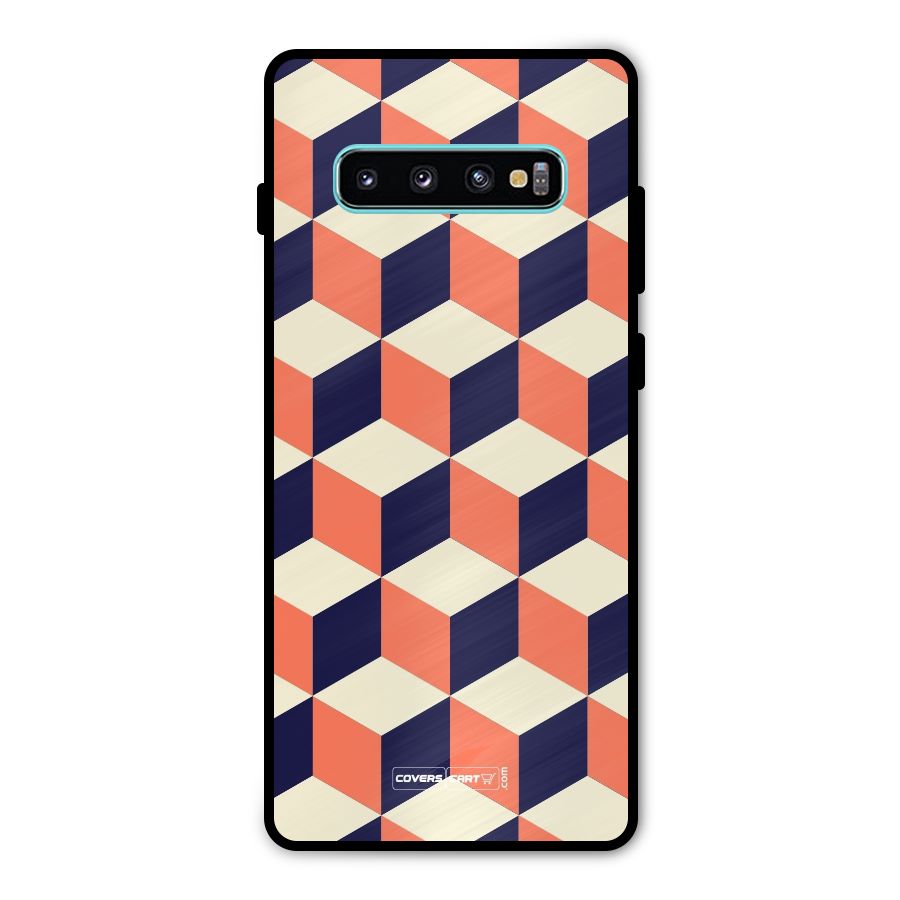 Cube Pattern Metal Back Case for Galaxy S10 Plus