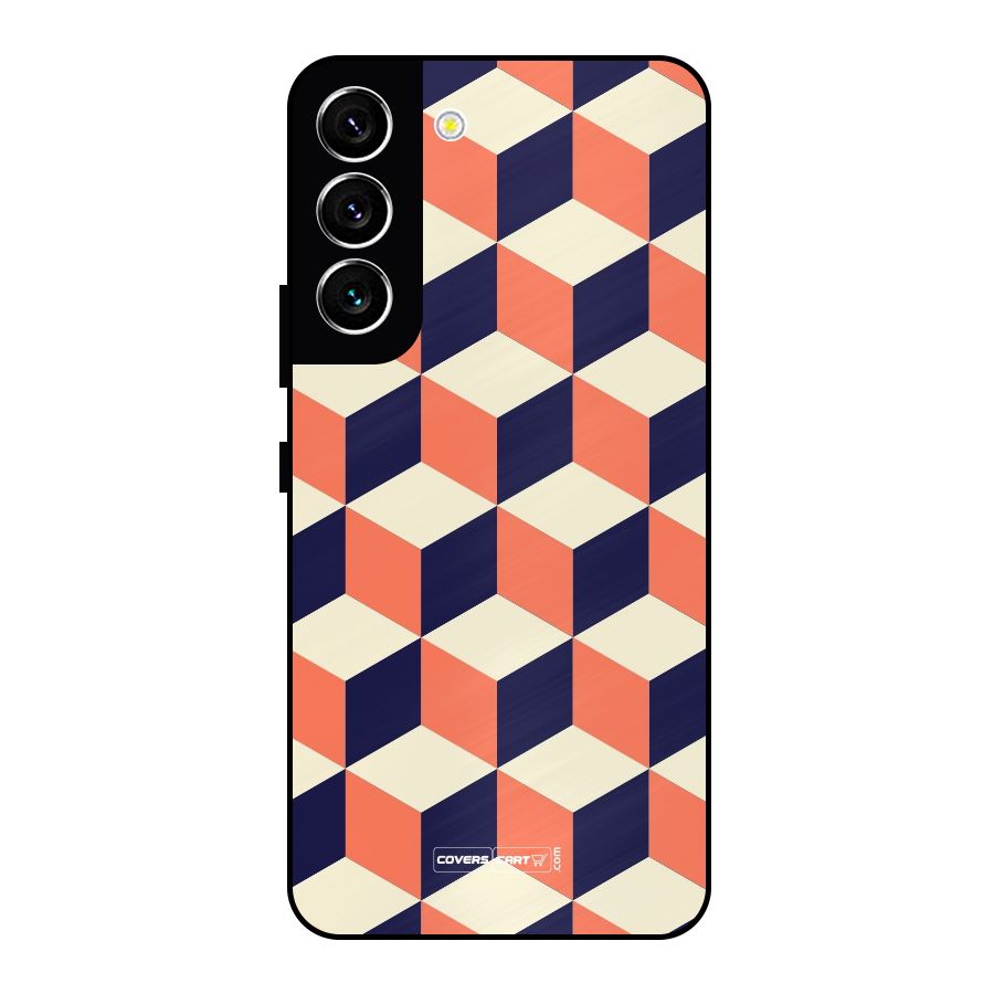 Cube Pattern Metal Back Case for Galaxy S22 5G