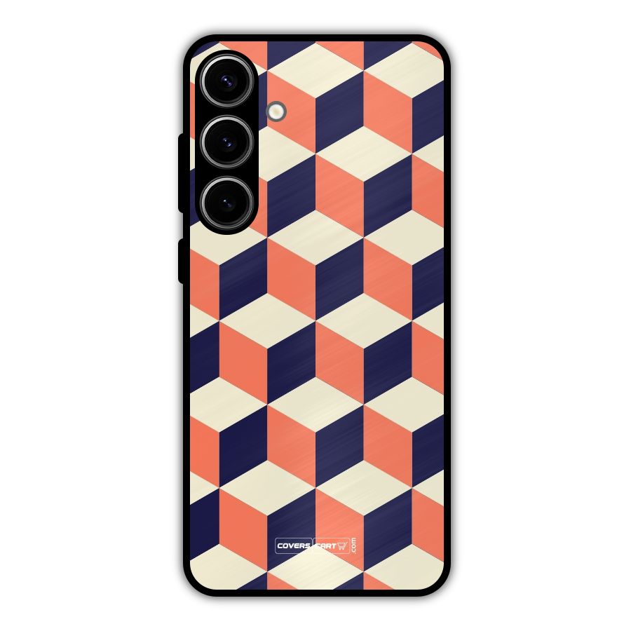 Cube Pattern Metal Back Case for Galaxy S24 Plus