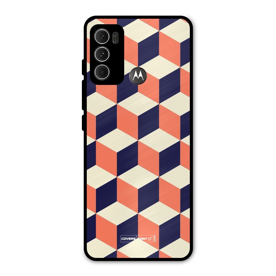 Cube Pattern Metal Back Case for Moto G60