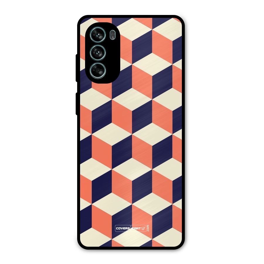 Cube Pattern Metal Back Case for Moto G62