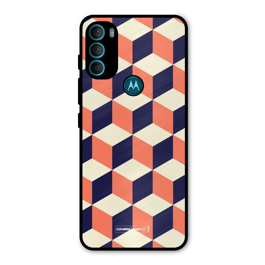 Cube Pattern Metal Back Case for Moto G71 5G